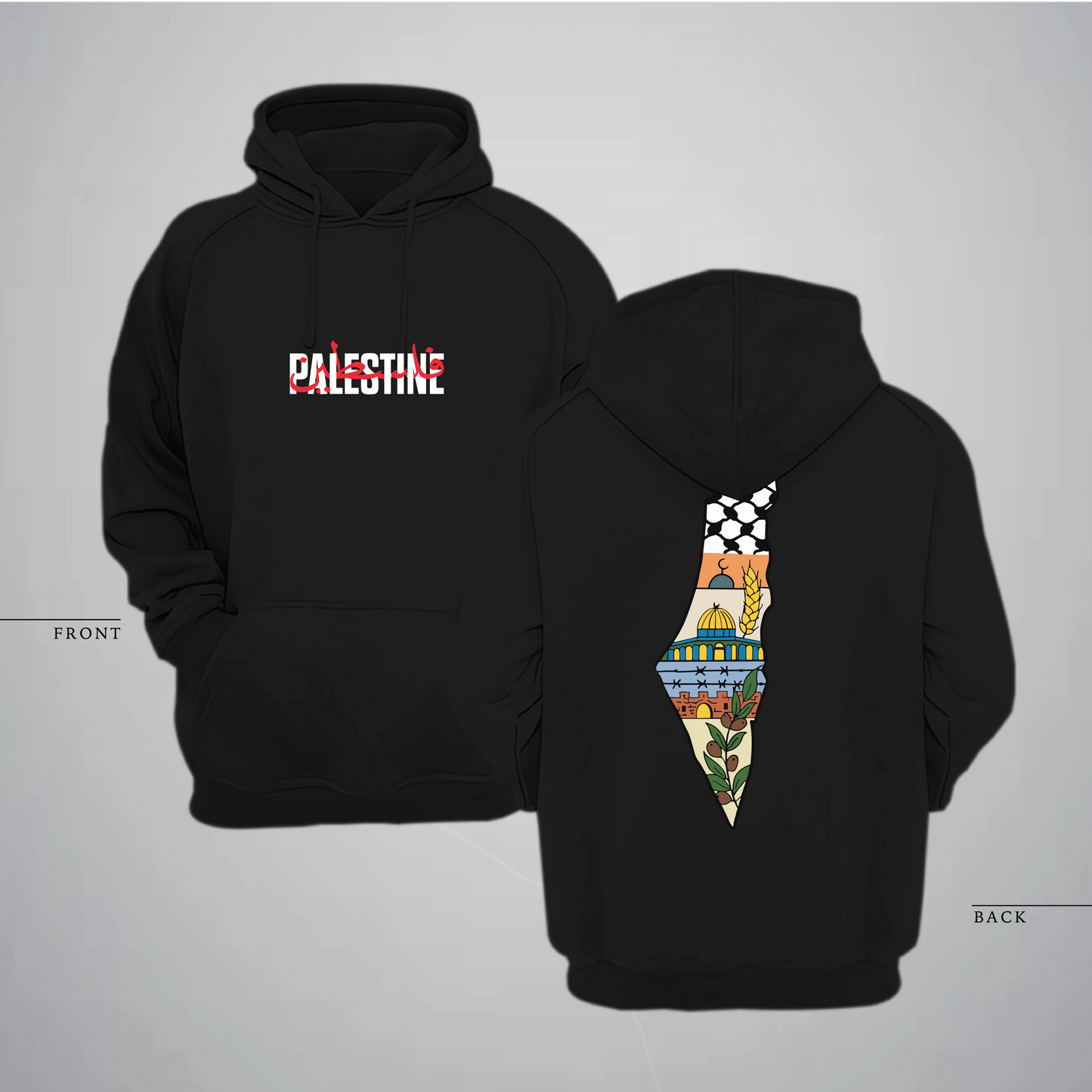 Palestine Calligraphy Map Hoodie